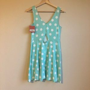 Mossimo Knit polka dot turquoise Tank Dress Juniors M
